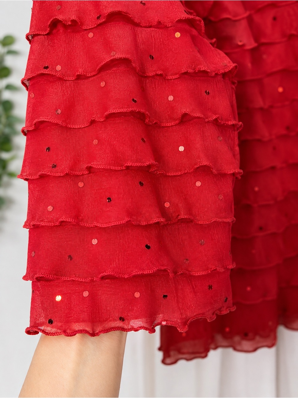 Notations Red Ruffle Long-Sleeve Tee - Picture 3 of 3